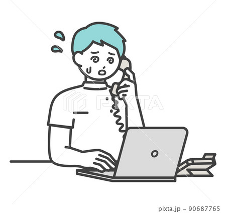 医療従事者が電話対応するイラスト素材 90687765