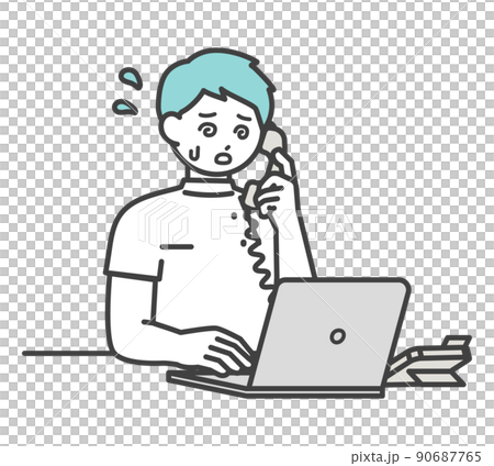 Illustration material for medical professionals to answer the phone 90687765