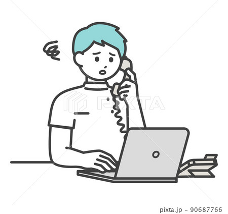 医療従事者が電話対応するイラスト素材 90687766