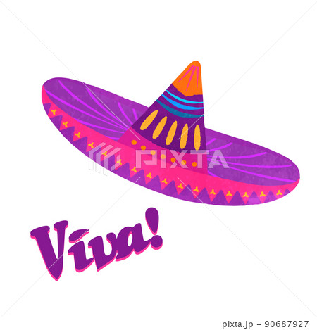 かわいいカラフルなメキシカンハットのイラスト　02 90687927