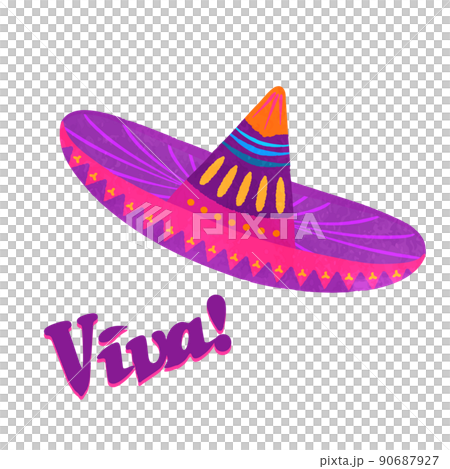 かわいいカラフルなメキシカンハットのイラスト　02 90687927
