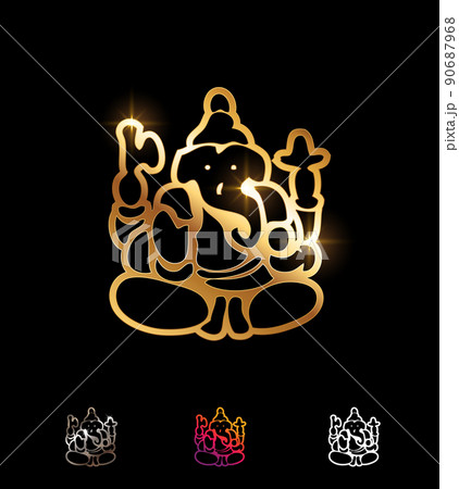 Golden Ganesha Vector Sign Golden Ganesha Vector Sign 90687968