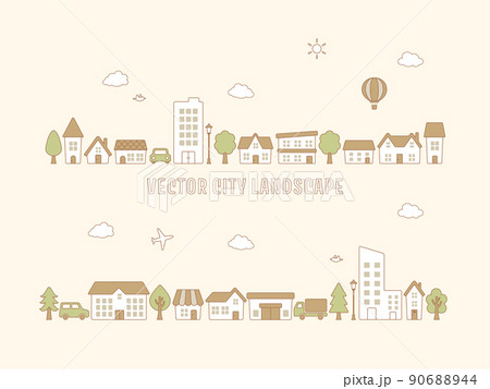 ベクターの街並みのイラスト 90688944
