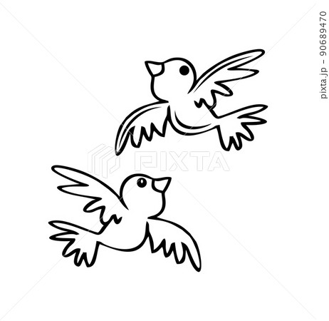 Hand Drawn Flying Bird Outline Illustration 90689470