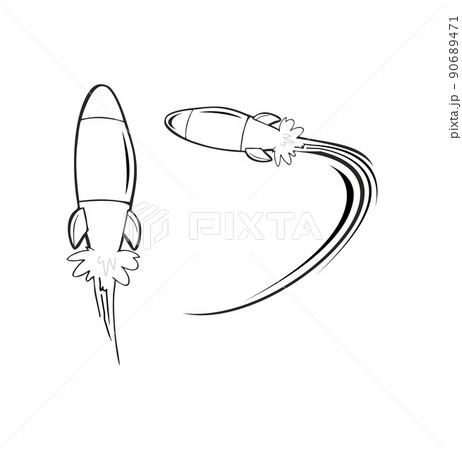 Hand Drawn Rocket Fire Illustration 90689471