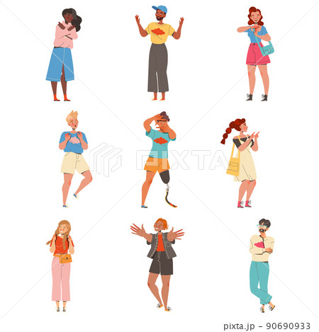 People Character Showing Different Hand Gesture Expressing Emotion with Body Language Vector Set People Character Showing Different Hand Gesture Expressing Emotion with Body Language Vector Set 90690933