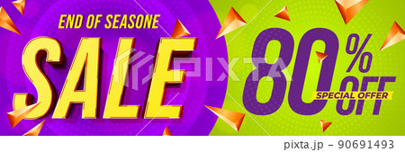End of season sale event advertisement template. Eighty percent off price discount special offer design. Retail shopping promotion banner vector illustration 90691493