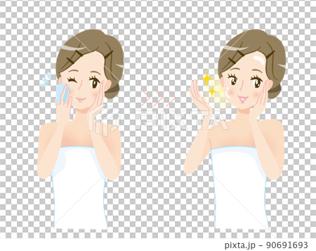 メイクを落とす女性　パッティング　保湿 90691693