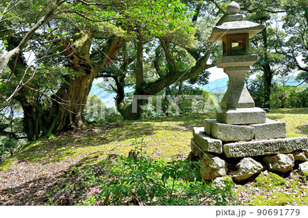 小浜市　若狭国「後瀬山城」の石垣と眺望 90691779