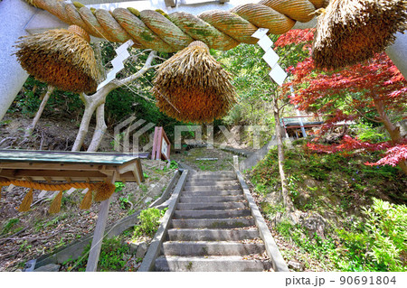 小浜市　若狭国「後瀬山城」の石垣と眺望 90691804