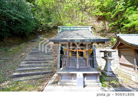 小浜市　若狭国「後瀬山城」の石垣と眺望 90691806