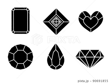 宝石セット 黒 手書き風 宝石セット 黒 手書き風 90691855