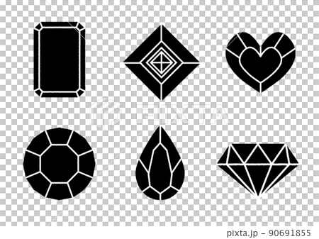 宝石セット 黒 手書き風 宝石セット 黒 手書き風 90691855