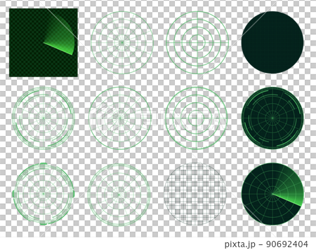 Radar screen illustration material set_green_silhouette 90692404