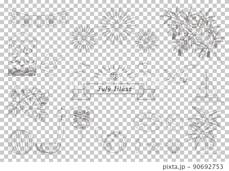 July illustration_set_line drawing July illustration_set_line drawing 90692753
