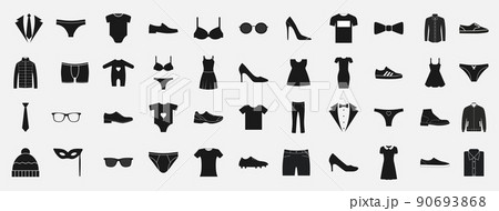 Clothes and accessories set, icons set. Vector illustration. 90693868