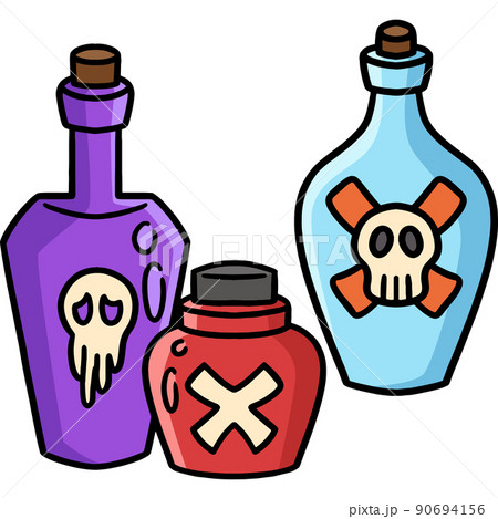 Poison Bottle Halloween Cartoon Colored Clipart  90694156