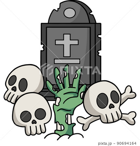 Skull And Grave Halloween Cartoon Colored Clipart Skull And Grave Halloween Cartoon Colored Clipart 90694164