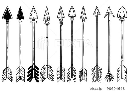 Handdrawn feathery arrow in indian style set Indian arrow icon  handdrawn feathery arrow indian style isolated set ethnic  CanStock