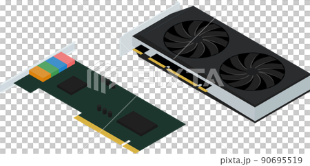 Isometric flat video graphics and sound cards 90695519