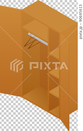 Empty isometric wardrobe, brown rustic furniture Empty isometric wardrobe, brown rustic furniture 90695613