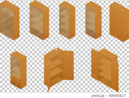 Cupboard isometric set of vitrine furniture Cupboard isometric set of vitrine furniture 90695617