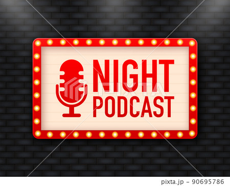 Night Podcast. Badge, icon stamp logo Vector illustration 90695786
