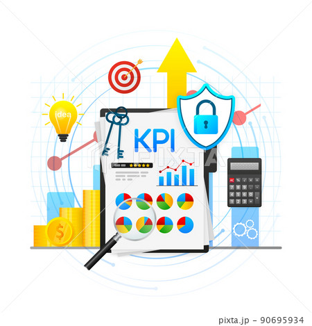 Flat icon with kpi for marketing design. Financial investment. Business data analysis Flat icon with kpi for marketing design. Financial investment. Business data analysis 90695934