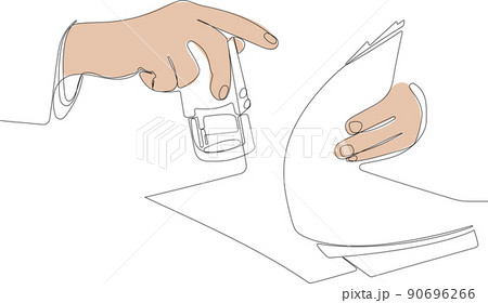 signing the contract and stamp on the document 90696266