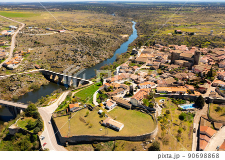 Aerial view of old Spanish walled township of Ledesma Aerial view of old Spanish walled township of Ledesma 90698868