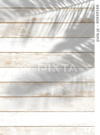 白いウッドデッキと椰子の木陰、爽やかな夏のイメージ 90699566