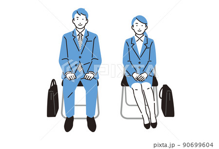 人物 面接で姿勢良く座る就職活動中の男女 人物 面接で姿勢良く座る就職活動中の男女 90699604