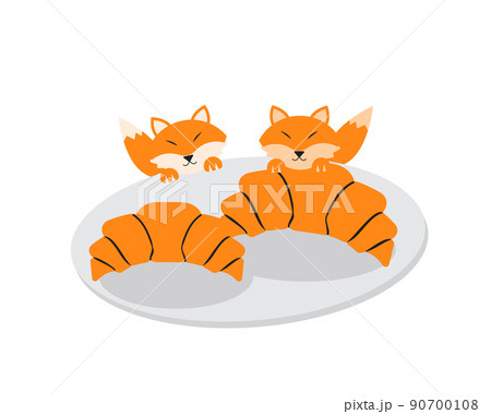 cute fox with croissant clipart for digital printing or shirt 90700108