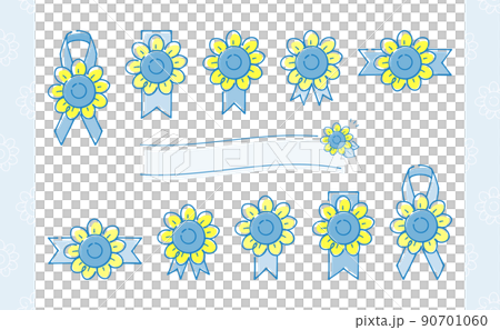 Sunflower and ribbon set with pattern blue version 90701060