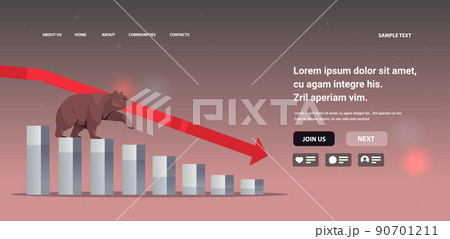 angry bear animal market trend stock exchange trading finance chart with red down arrow sell concept 90701211