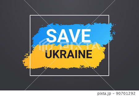 stand with Ukraine template banner pray for Ukrainian peace save Ukraine from russia stop war sticker horizontal 90701292