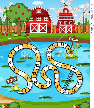 Boardgame template with frogs in pond 90701494