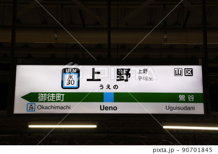上野駅 駅名標 - 鉄道