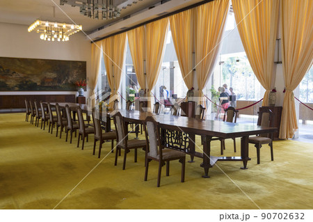 Ho Chi Minh, Vietnam - Oct 17, 2019 : View of meeting room inside Independence Palace in Ho Chi Minh City, Vietnam on Oct 17, 2019. Ho Chi Minh, Vietnam - Oct 17, 2019 : View of meeting room inside Independence Palace in Ho Chi Minh City, Vietnam on Oct 17, 2019. 90702632