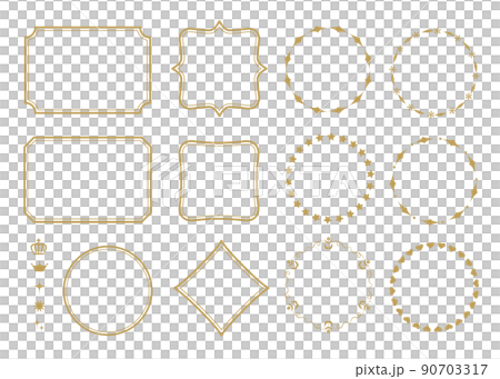 Golden frame, a set of squares and circles Golden frame, a set of squares and circles 90703317