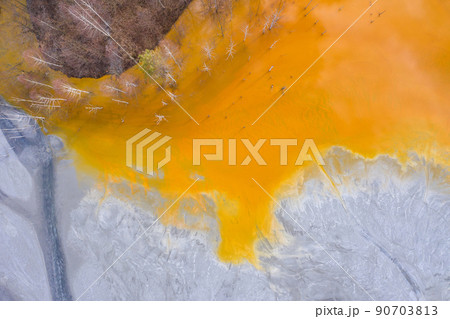 Aerial view of nature pollution by mining residuals Aerial view of nature pollution by mining residuals 90703813