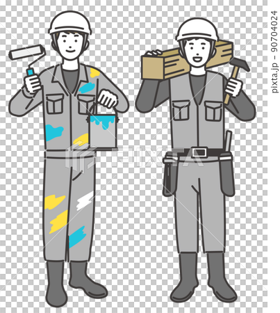 工具を持つ大工や職人、作業員などのベクターイラスト素材/コミュニケーション/現場監督/工事 工具を持つ大工や職人、作業員などのベクターイラスト素材/コミュニケーション/現場監督/工事 90704024