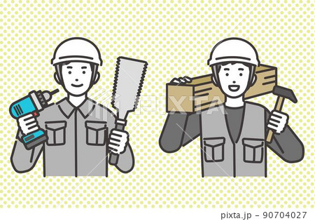 工具を持つ大工や職人、作業員などの上半身のベクターイラスト素材/コミュニケーション/現場監督/工事 工具を持つ大工や職人、作業員などの上半身のベクターイラスト素材/コミュニケーション/現場監督/工事 90704027