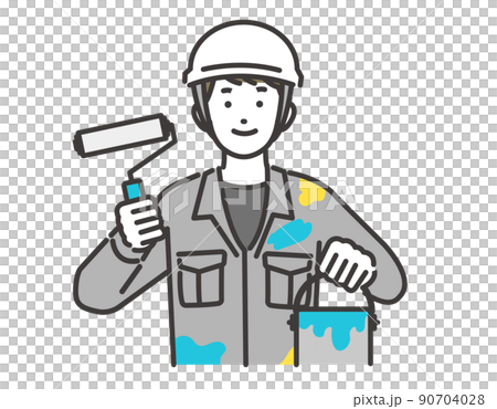 Vector illustration material of upper body such as craftsmen and workers with paint rollers / Communication / Site director / 90704028
