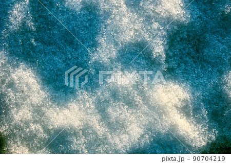 Crumbly spring snow, abstract texture for background. Crumbly spring snow, abstract texture for background. 90704219