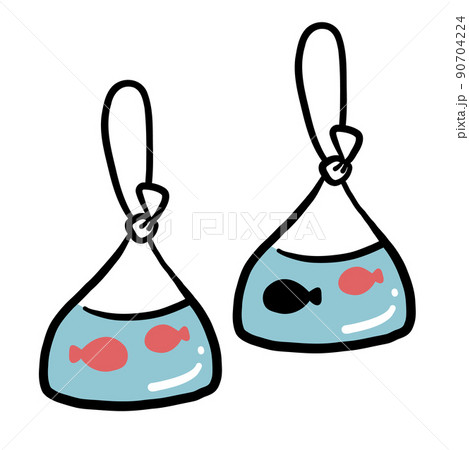 金魚すくいのイラスト素材 2つセット 金魚すくいのイラスト素材 2つセット 90704224