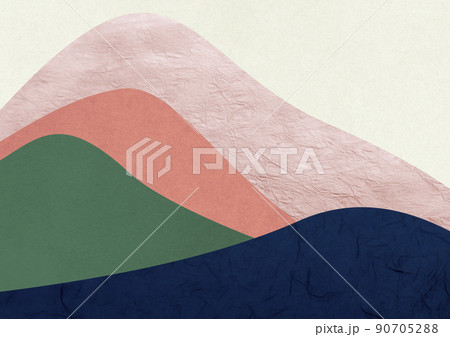 和紙と和柄を使った抽象的な背景素材　和モダン 90705288