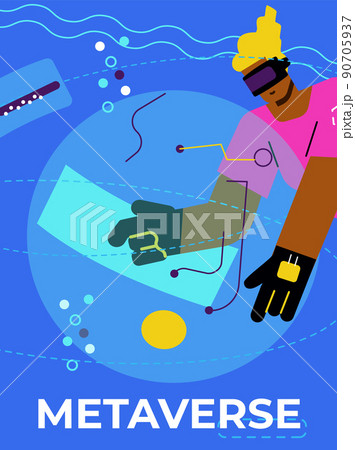 Vertical poster or banner about metaverse flat style, vector illustration 90705937