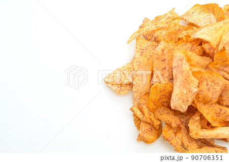 taro chips on white background taro chips on white background 90706351