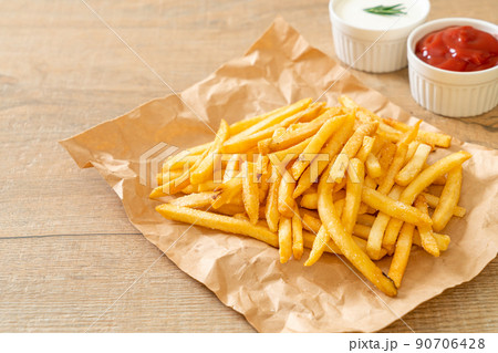 French fries with sour cream and ketchup 90706428